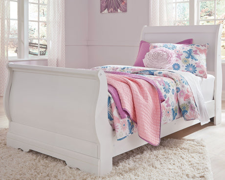 Anarasia White Twin Sleigh Bed and Chest from Ashley - Luna Furniture