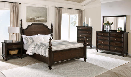 Andover Dark Oak Four Poster California King Bed from Coaster - Luna Furniture