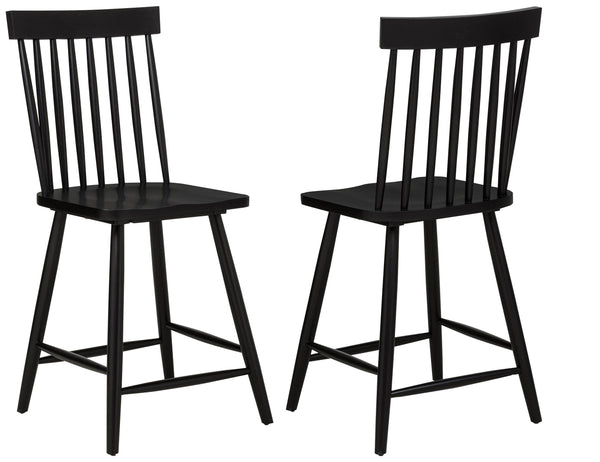 Andrews Black Windsor Counter Height Dining Side Chair, Set of 2
