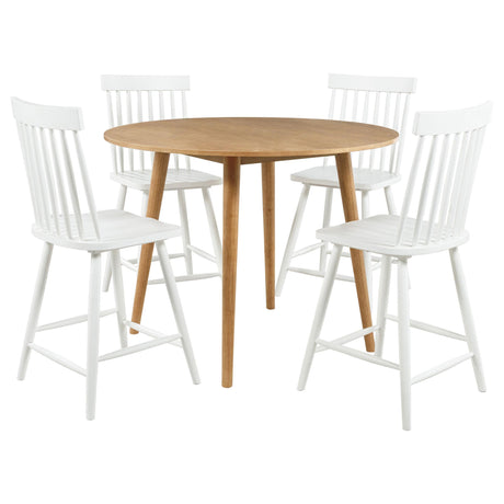 Andrews Light Ash and White 5-Piece Round Counter Dining Set from Coaster - Luna Furniture
