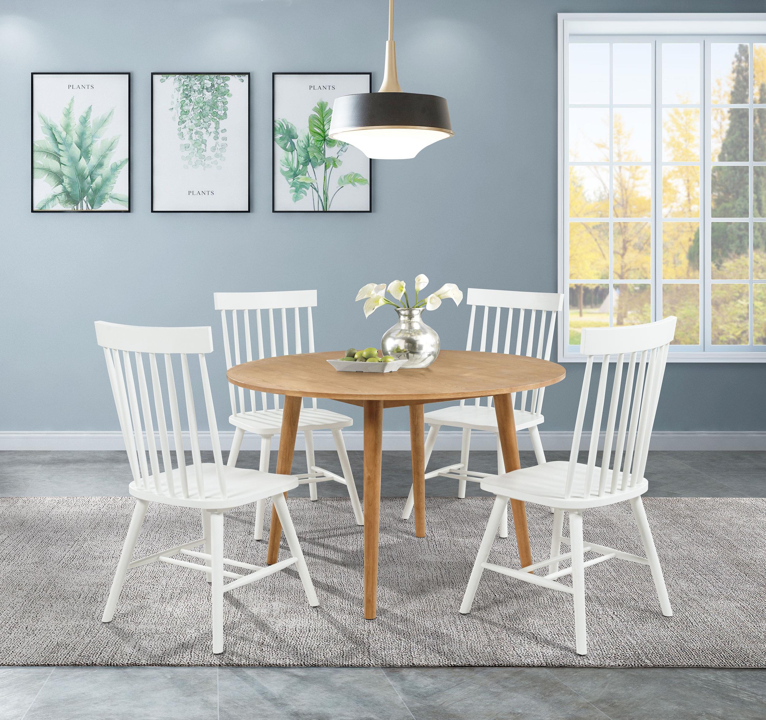 Coaster Andrews White Windsor Spindle Back Dining Side Chair, Set