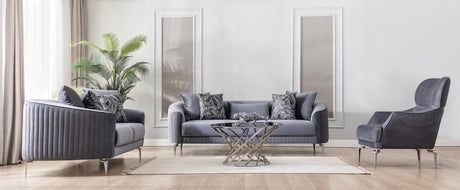 Angela Gray Velvet Sofa Living Room Set from Nova Furniture - Luna Furniture
