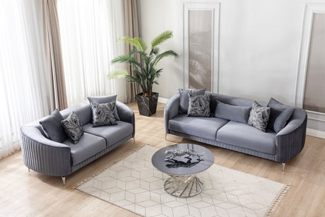 Angela Gray Velvet Sofa Living Room Set from Nova Furniture - Luna Furniture