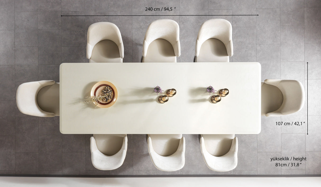 Anica Ivory 9-Piece Dining Set from Nova Furniture - Luna Furniture