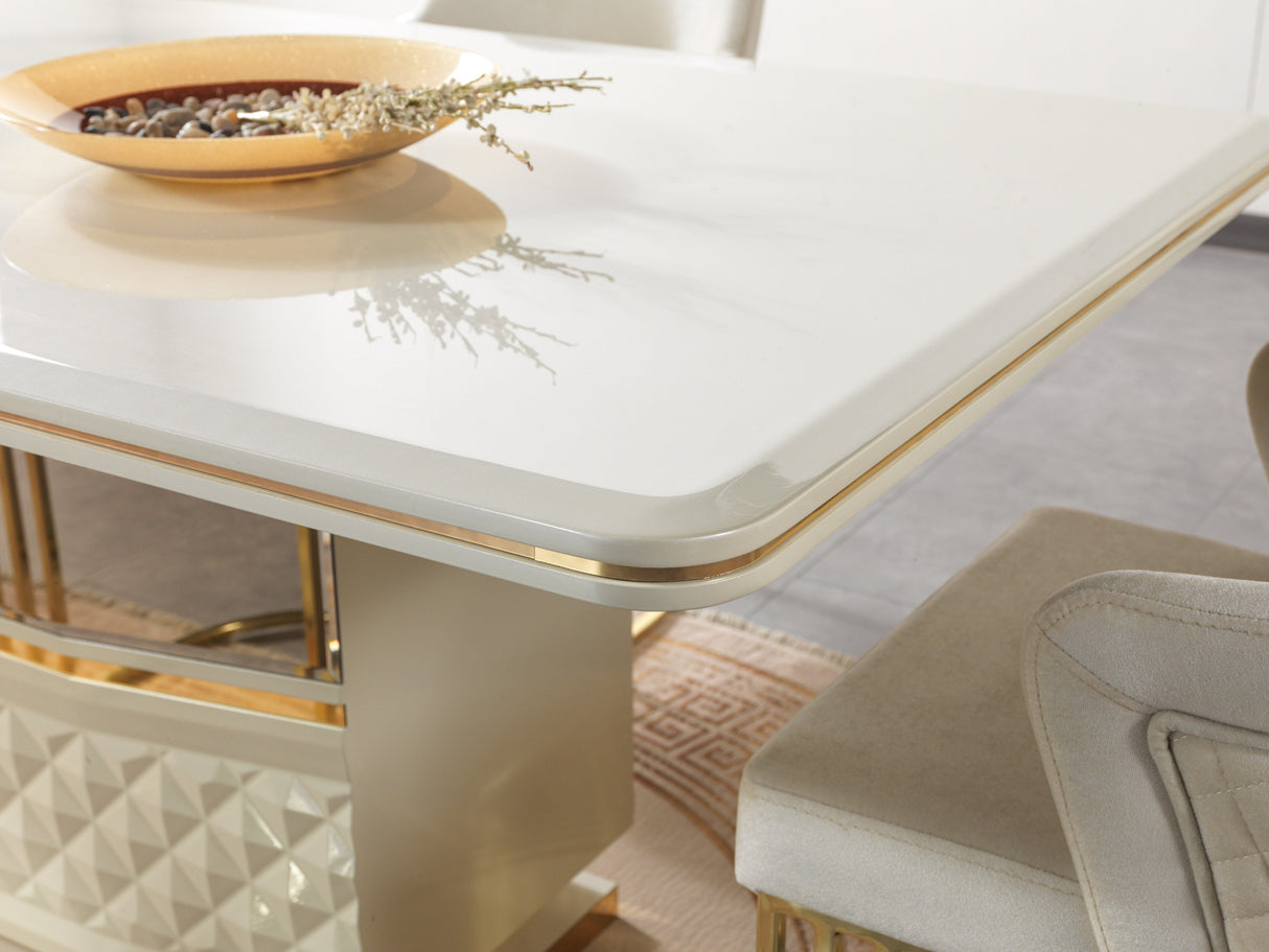 Anica Ivory 9-Piece Dining Set from Nova Furniture - Luna Furniture