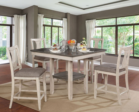 Ann Antique White/Gray 5-Piece Counter Ht. Table Set from Furniture of America - Luna Furniture