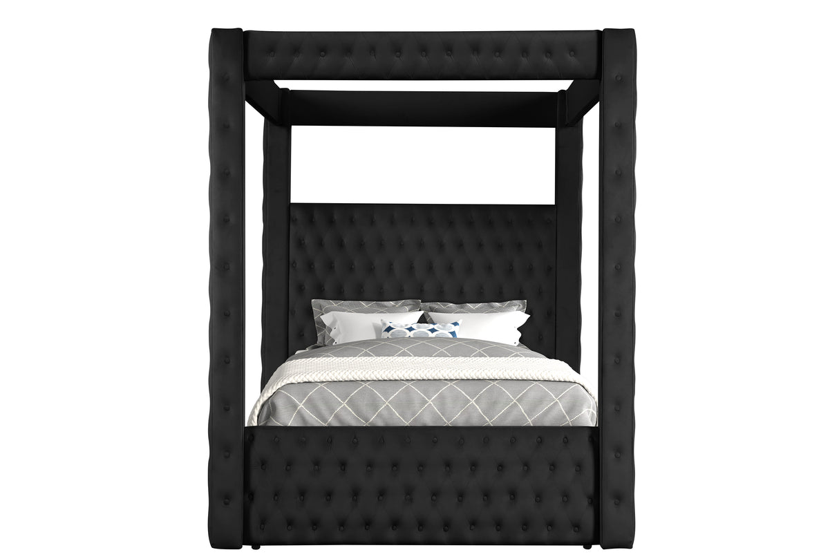 Annabelle Black Velvet King Canopy Bed from Crown Mark - Luna Furniture
