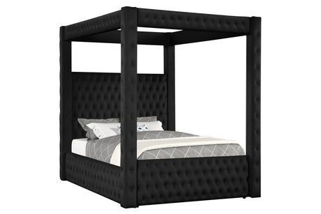 Annabelle Black Velvet Queen Canopy Bed from Crown Mark - Luna Furniture