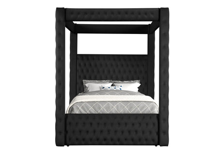 Annabelle Black Velvet Queen Canopy Bed from Crown Mark - Luna Furniture