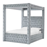 Annabelle Gray Velvet Queen Canopy Bed from Crown Mark - Luna Furniture