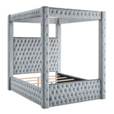 Annabelle Gray Velvet Queen Canopy Bed from Crown Mark - Luna Furniture