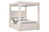 Annabelle Ivory Velvet King Canopy Bed from Crown Mark - Luna Furniture