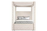 Annabelle Ivory Velvet King Canopy Bed from Crown Mark - Luna Furniture