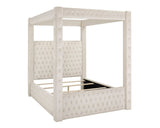 Annabelle Ivory Velvet King Canopy Bed from Crown Mark - Luna Furniture