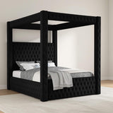 Annabelle Black Velvet King Canopy Bed from Crown Mark - Luna Furniture