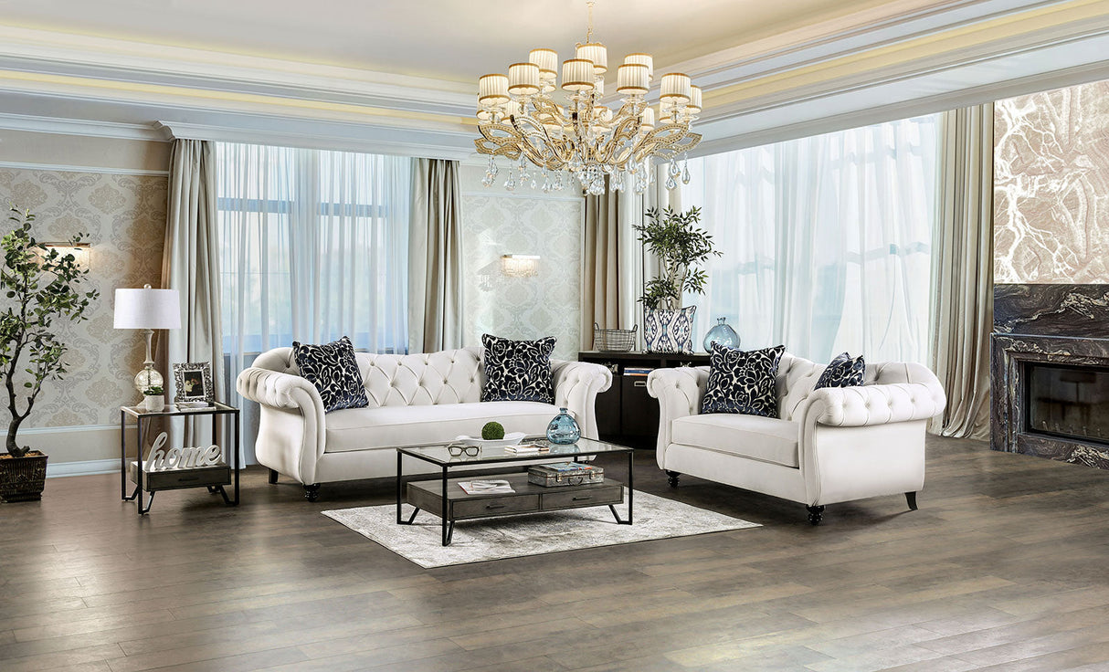 Antoinette White Loveseat from Furniture of America - Luna Furniture