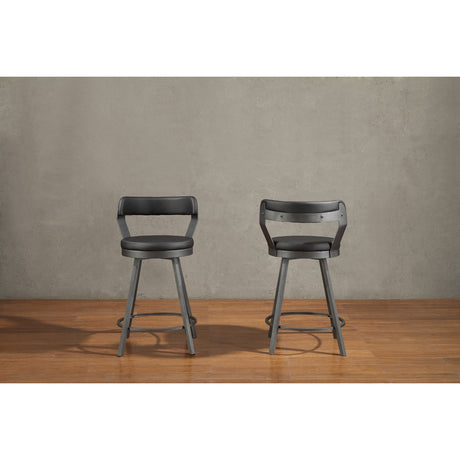 Appert Black/Dark Gray Swivel Pub Height Chair, Set of 2 from Homelegance - Luna Furniture