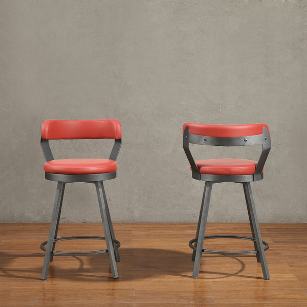 Appert Red/Dark Gray Swivel Counter Height Chair, Set of 2
