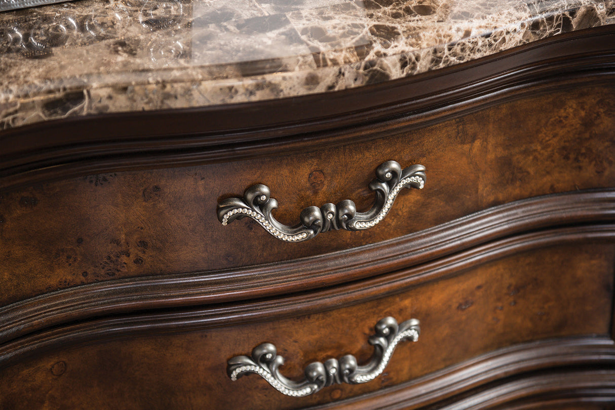 Aquilina Dark Cherry/Oak Night Stand, USB from Furniture of America - Luna Furniture