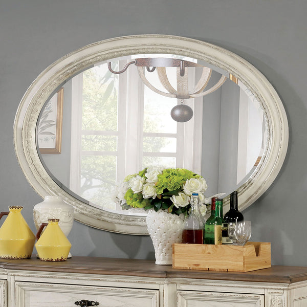 Arcadia Antique White Oval Mirror (Mirror Only)