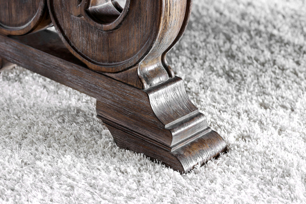 Arcadia Rustic Natural Tone/Ivory 9 Pc Extendable Dining Table Set from Furniture of America - Luna Furniture