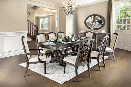 Arcadia Rustic Natural Tone/Ivory 9 Pc Extendable Dining Table Set from Furniture of America - Luna Furniture
