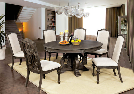 Arcadia Rustic Natural Tone/Ivory 7 Pc Round Dining Table Set from Furniture of America - Luna Furniture