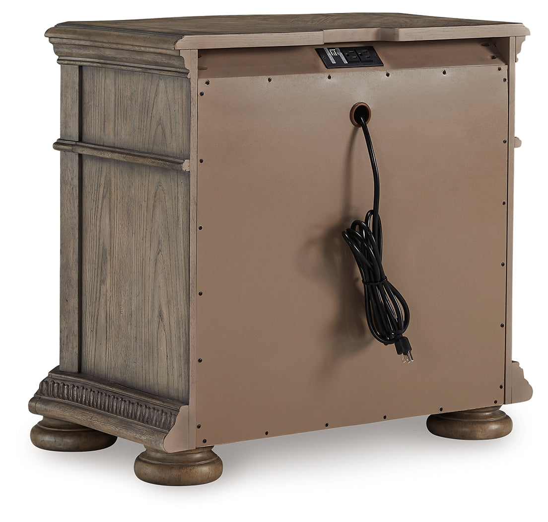 Ardenfield California King Upholstered Sleigh Bed with 2 Nightstands in Light Brown from Ashley Furniture - Luna Furniture