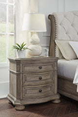 Ardenfield California King Upholstered Sleigh Bed with 2 Nightstands in Light Brown from Ashley Furniture - Luna Furniture