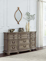 Ardenfield King Upholstered Sleigh Bed with Dresser in Light Brown from Ashley Furniture - Luna Furniture