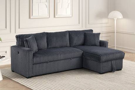 Aria Charcoal Sectional With Pull-Out Bed & Storage Chaise from Happy Homes - Luna Furniture