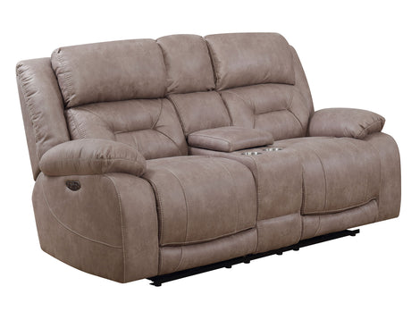 Aria Desert Sand Dual-Power Reclining Console Loveseat from Steve Silver - Luna Furniture