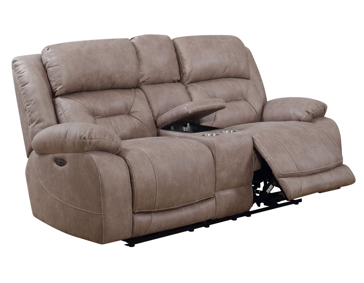Aria Desert Sand Dual-Power Reclining Console Loveseat from Steve Silver - Luna Furniture