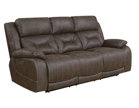 Aria Saddle Brown Dual-Power Reclining Sofa from Steve Silver - Luna Furniture
