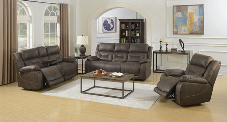 Aria Saddle Brown Dual-Power Reclining Sofa from Steve Silver - Luna Furniture