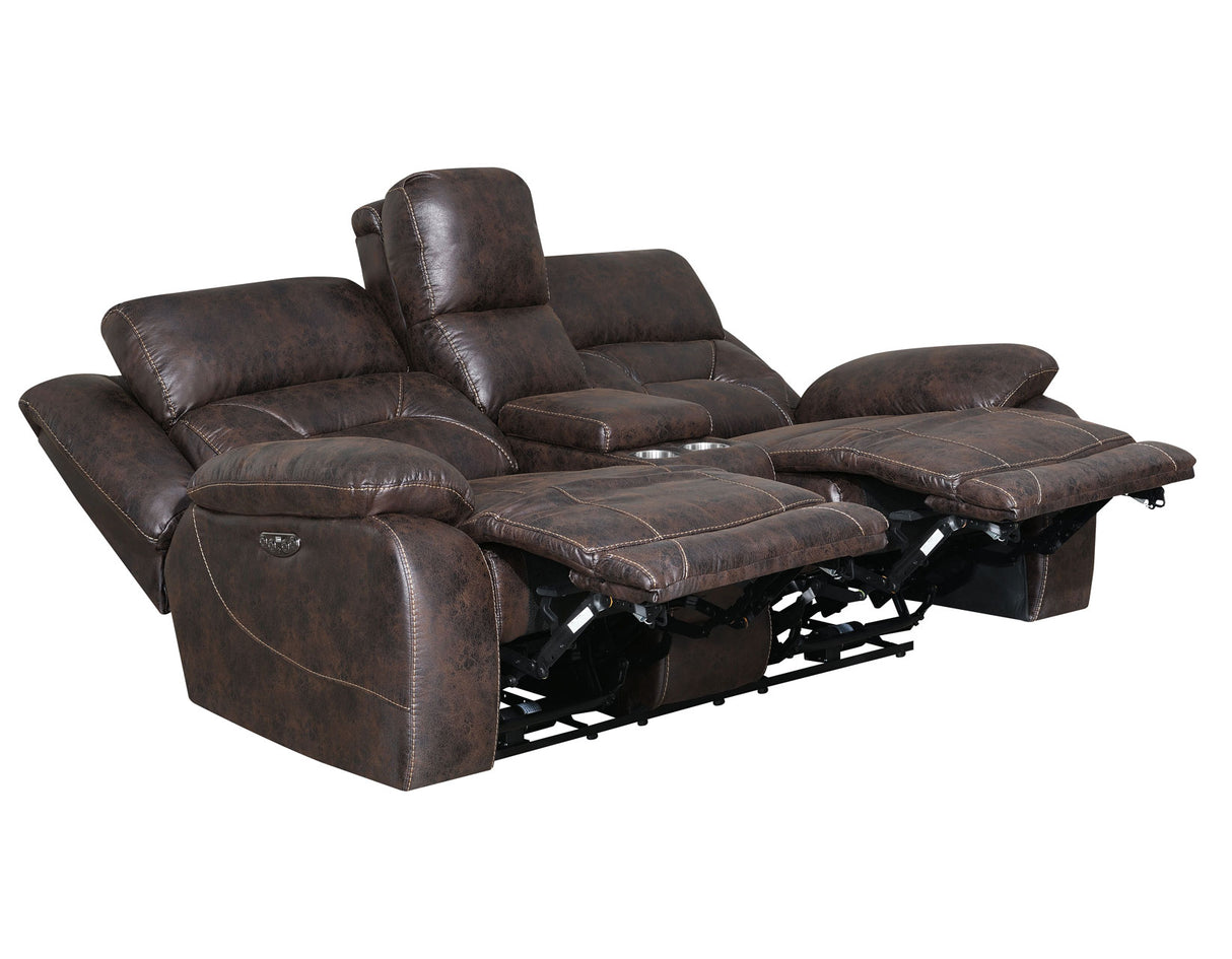 Aria Saddle Brown Dual-Power Reclining Sofa from Steve Silver - Luna Furniture