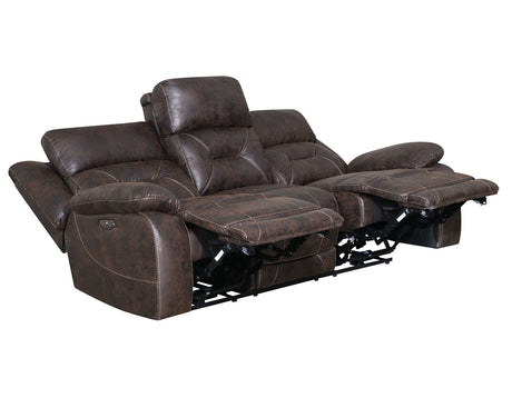 Aria Saddle Brown Dual-Power Reclining Sofa from Steve Silver - Luna Furniture