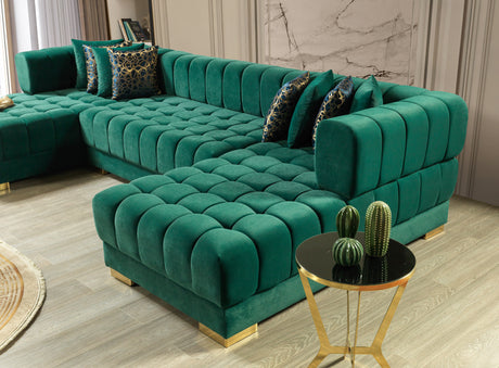 Ariana Green Velvet Double Chaise Sectional from Nova Furniture - Luna Furniture