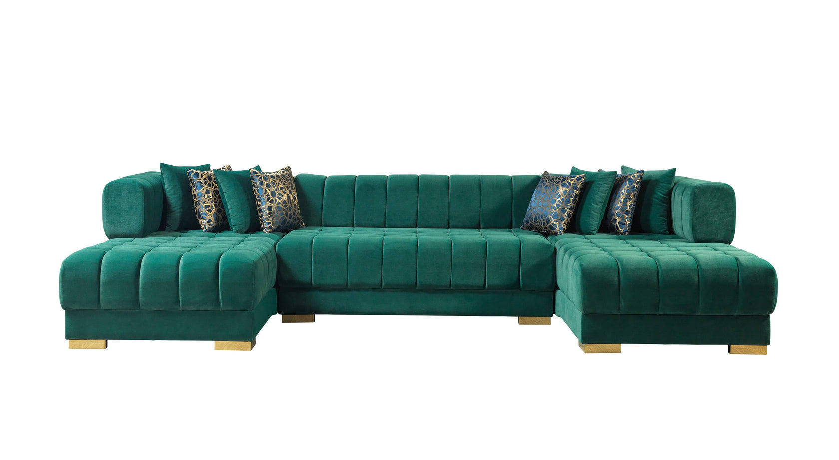 Ariana Green Velvet Double Chaise Sectional from Nova Furniture - Luna Furniture