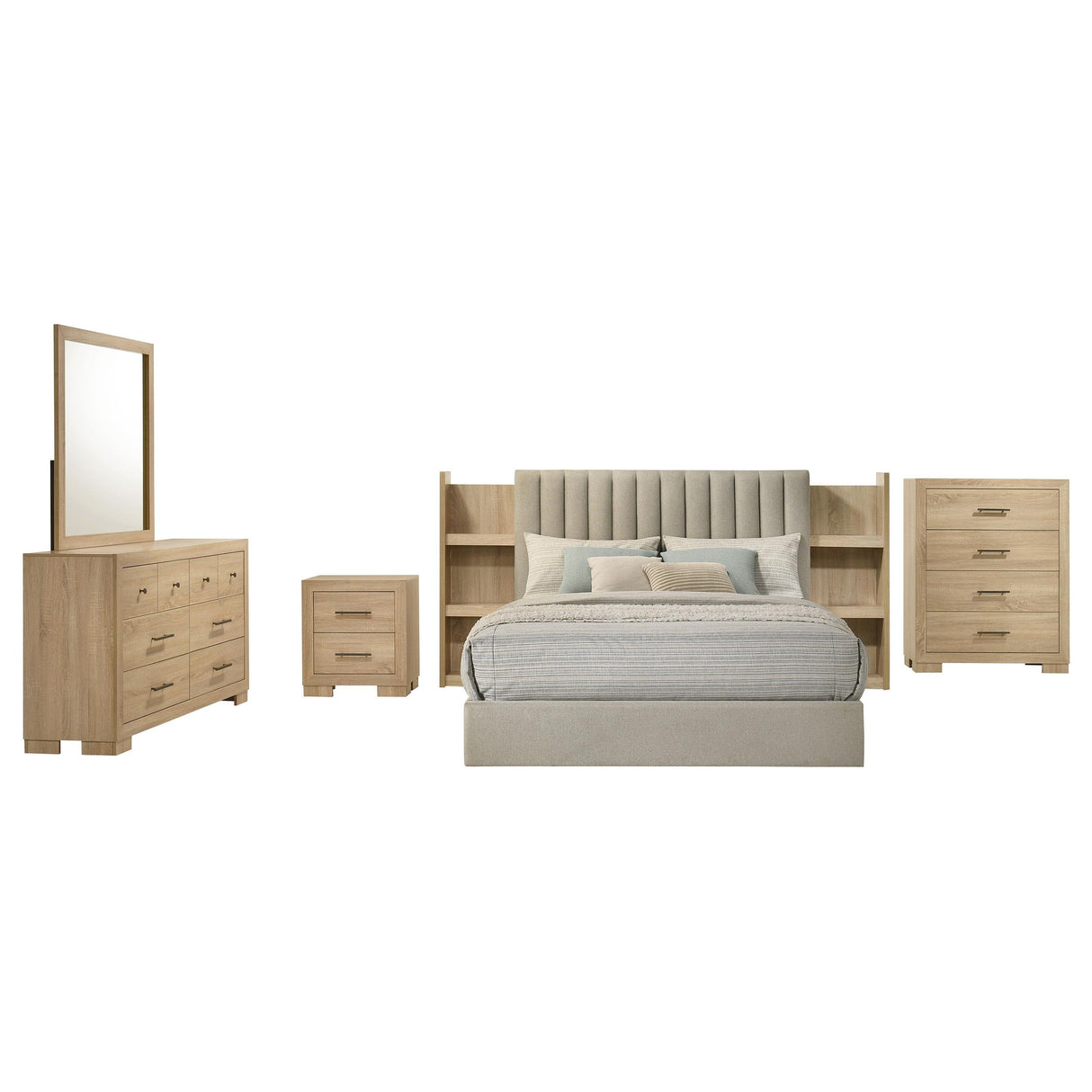 Arielle Light Oak 5-Piece Eastern King Bedroom Set from Coaster - Luna Furniture
