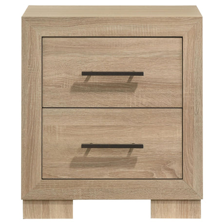 Arielle Light Oak 2-Drawer Bedroom Nightstand with Casters from Coaster - Luna Furniture