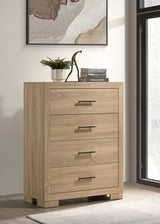 Arielle Light Oak Bookcase Panel Bedroom Set from Coaster - Luna Furniture