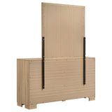 Arielle Light Oak 6-Drawer Bedroom Dresser with Mirror from Coaster - Luna Furniture