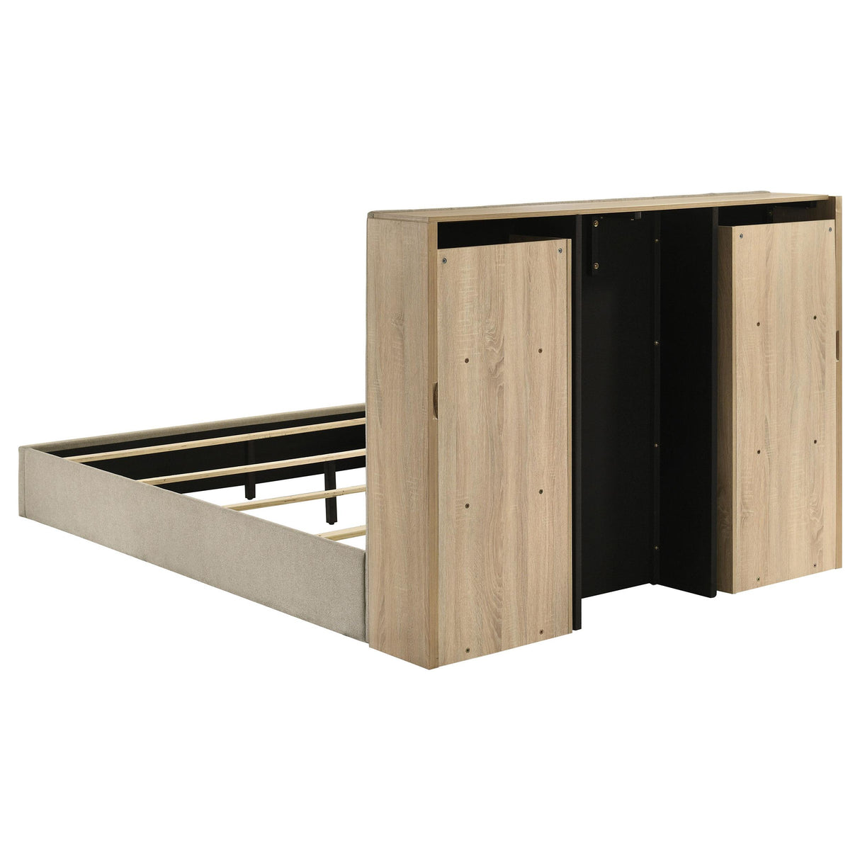 Arielle Light Oak Queen Bookcase Panel Storage Bed from Coaster - Luna Furniture