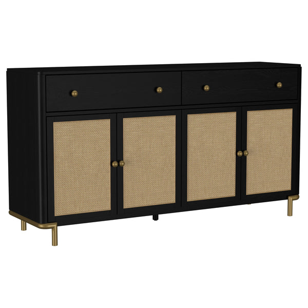 Arini Black 2-Drawer Cane Door Dining Sideboard Server