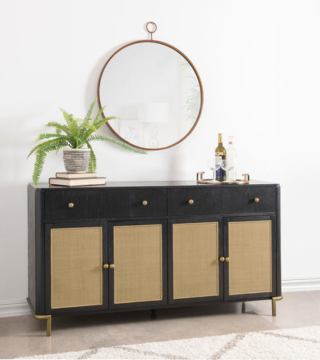 Arini Black 2-Drawer Cane Door Dining Sideboard Server from Coaster - Luna Furniture