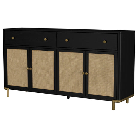 Arini Black 2-Drawer Cane Door Dining Sideboard Server from Coaster - Luna Furniture