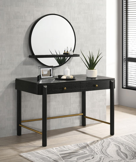 Arini Black 2-Piece Makeup Vanity Table and Mirror Set from Coaster - Luna Furniture