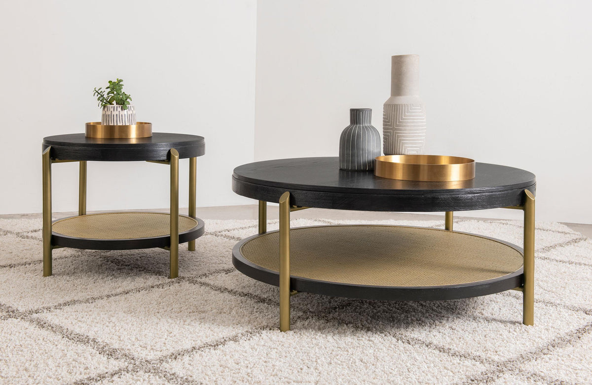 Arini Black 2-Piece Round Coffee and End Table Set from Coaster - Luna Furniture
