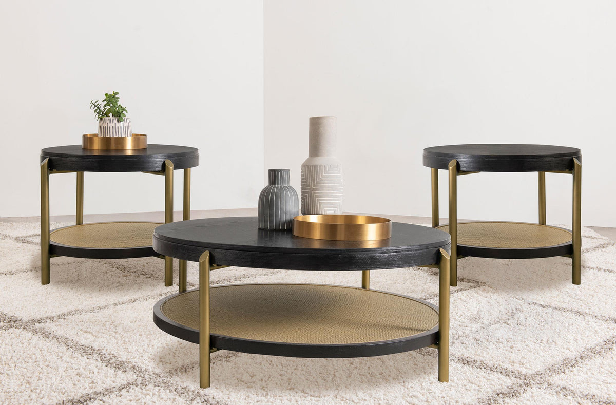 Arini Black 3-Piece Round Coffee and End Table Set from Coaster - Luna Furniture